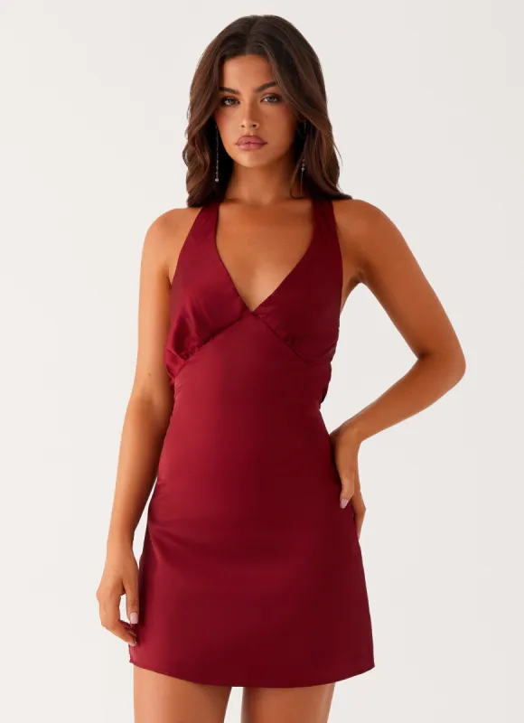 Heavy Hearted Mini Dress - Wine sold by Peppermayo