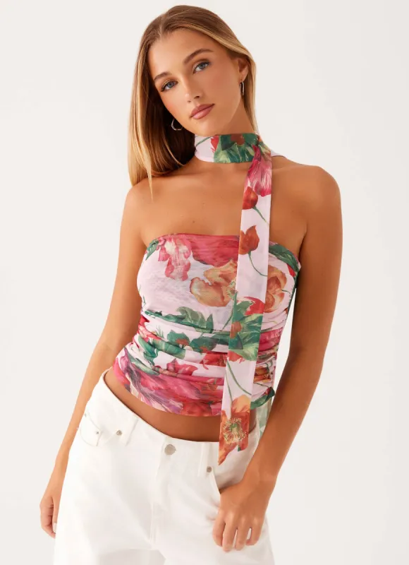 Hot Like Me Scarf Top - Pink Floral sold by Peppermayo