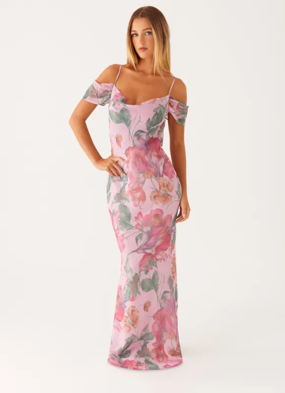 Seline Maxi Dress - Pink Floral sold by Peppermayo