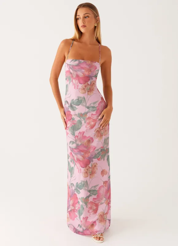 Peggy Maxi Dress - Pink Floral sold by Peppermayo