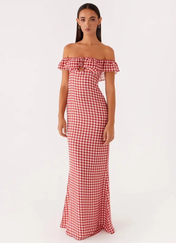 Scarlet Cherry Maxi Dress - Red Gingham sold by Peppermayo
