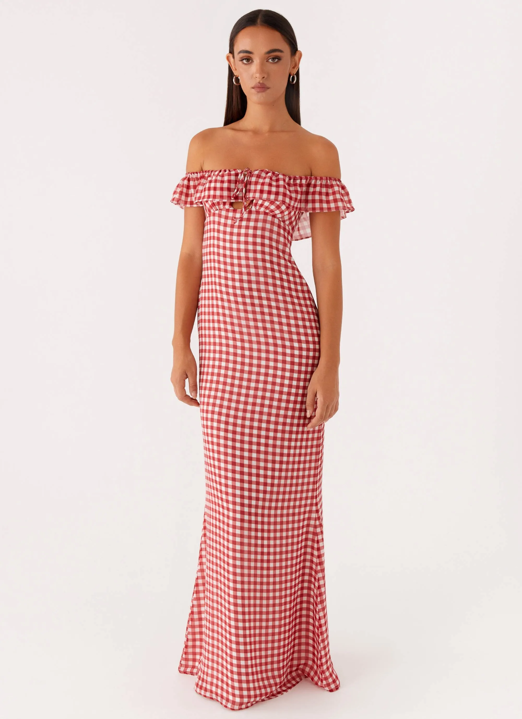 Scarlet Cherry Maxi Dress - Red Gingham sold by Peppermayo