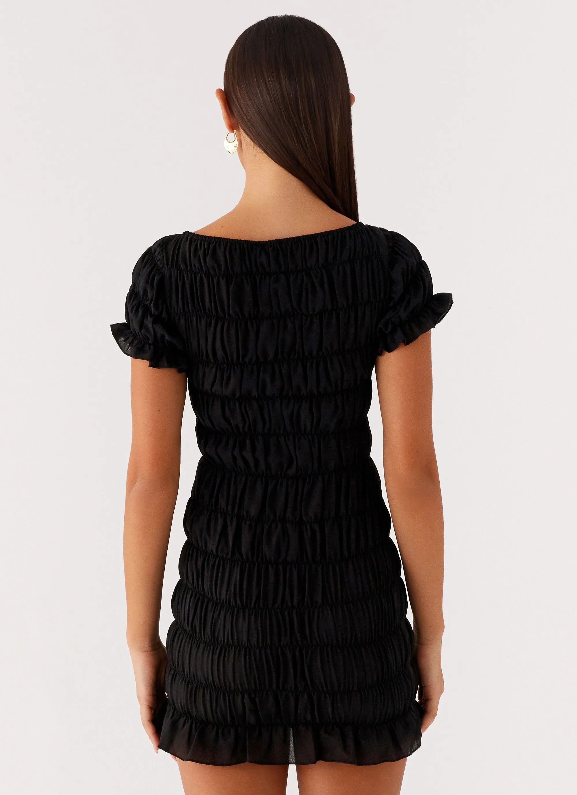 Rita Ruched Mini Dress - Black sold by Peppermayo product image thumbnail 4
