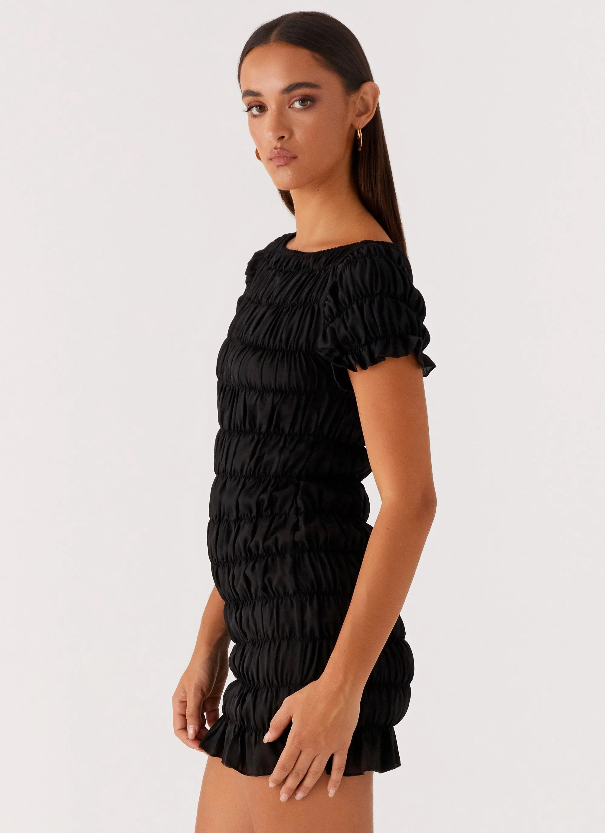 Rita Ruched Mini Dress - Black sold by Peppermayo product image thumbnail 3