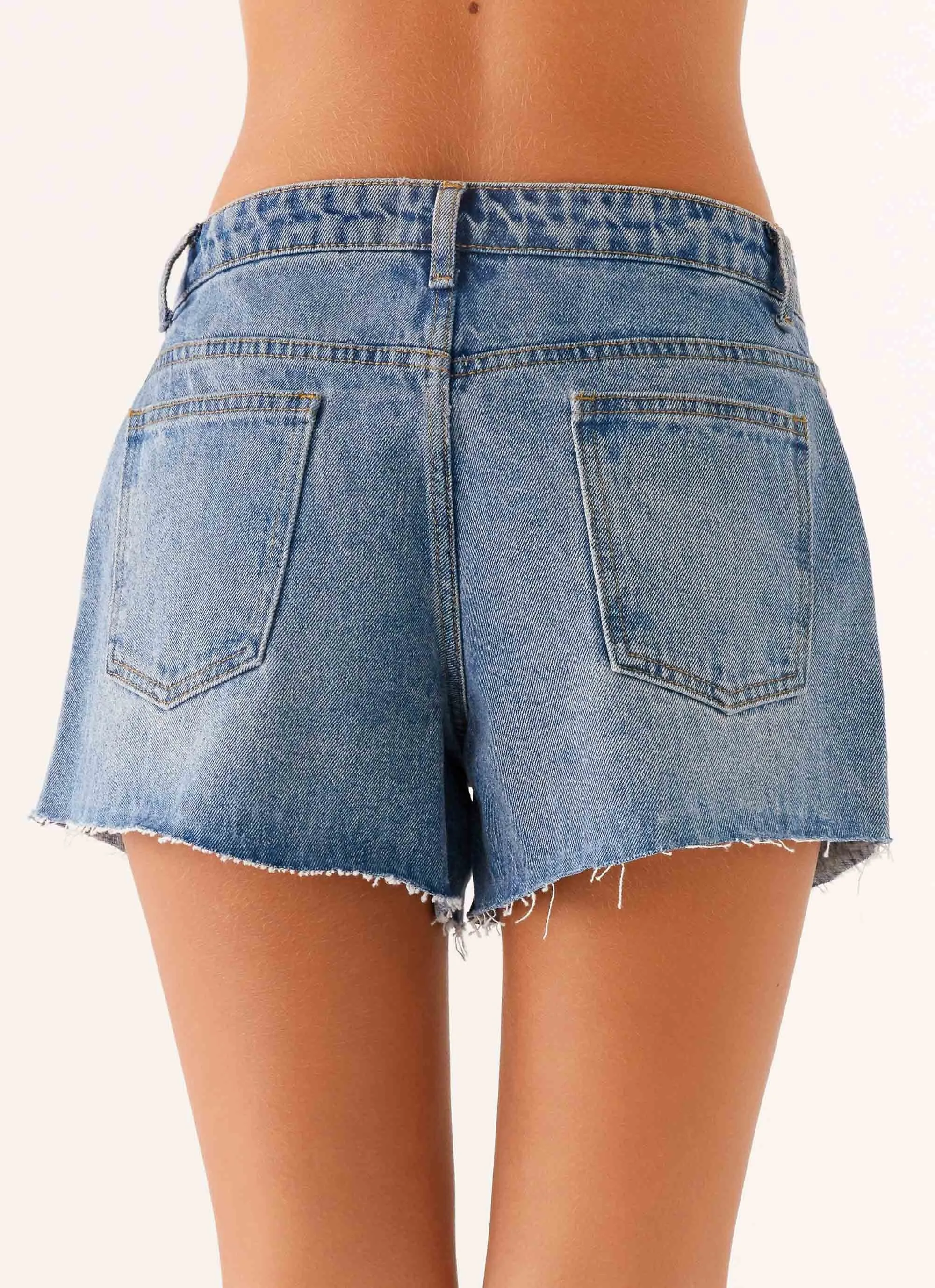 Davie Low Rise Denim Shorts - Blue sold by Peppermayo product image thumbnail 4