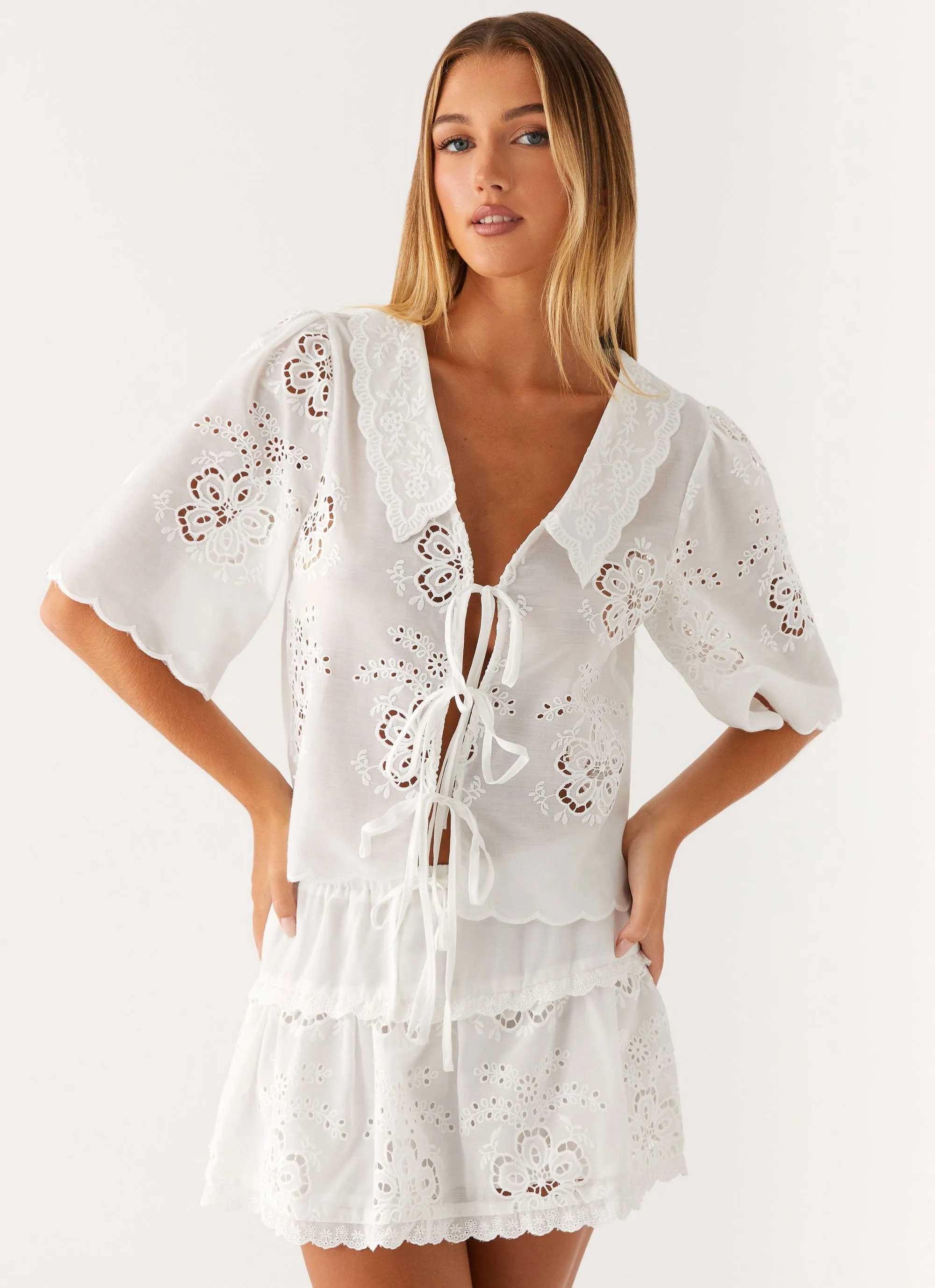 Summer Escape Embroidered Top - White sold by Peppermayo product image thumbnail 3