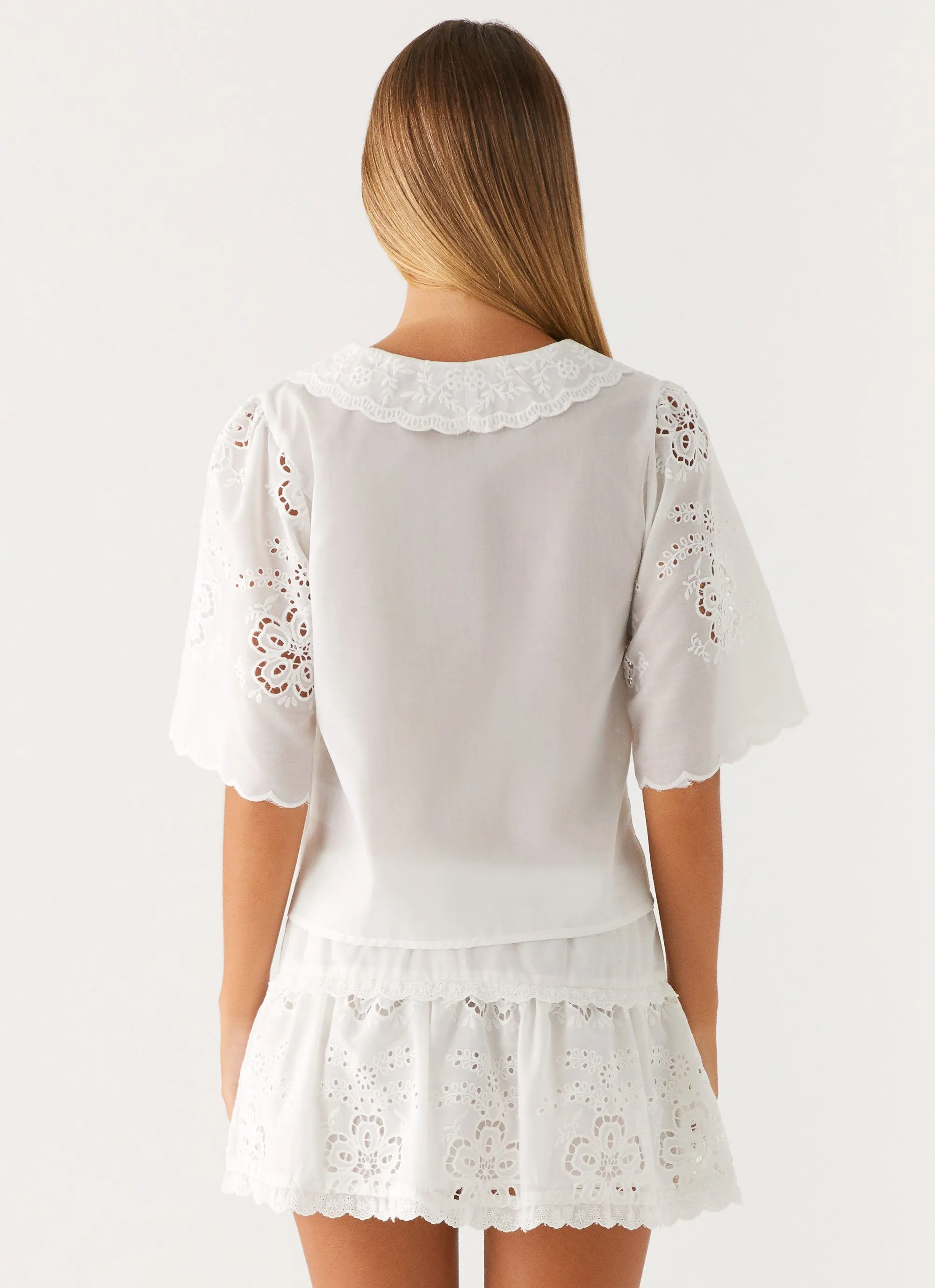 Summer Escape Embroidered Mini Skirt - White sold by Peppermayo product image thumbnail 4