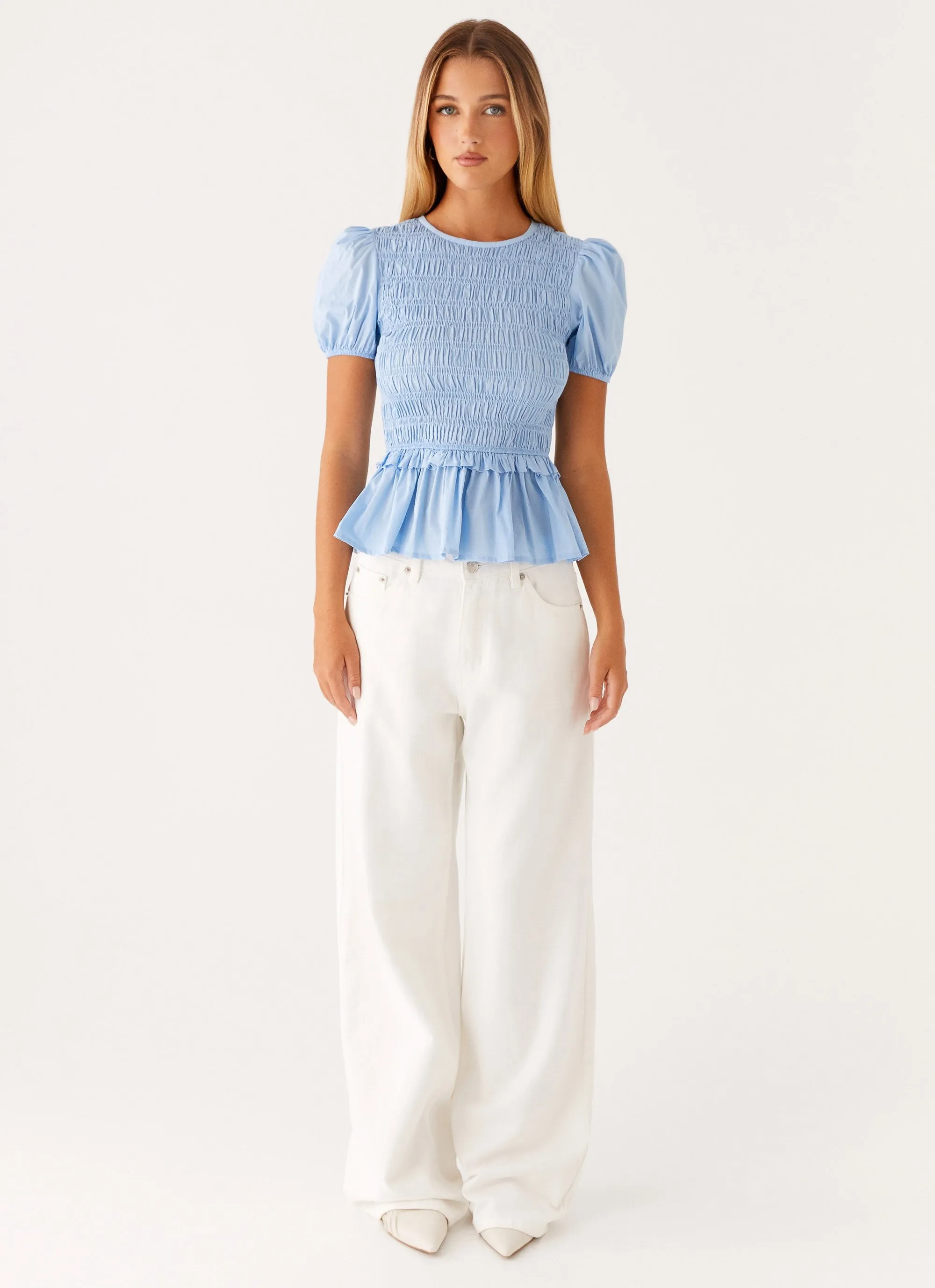 Izzy Shirred Top - Blue sold by Peppermayo product image thumbnail 2