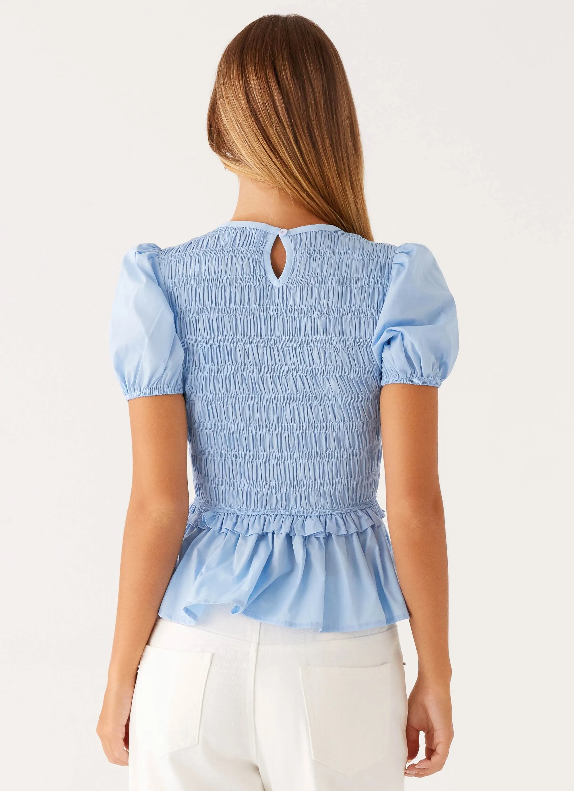 Izzy Shirred Top - Blue sold by Peppermayo product image thumbnail 4