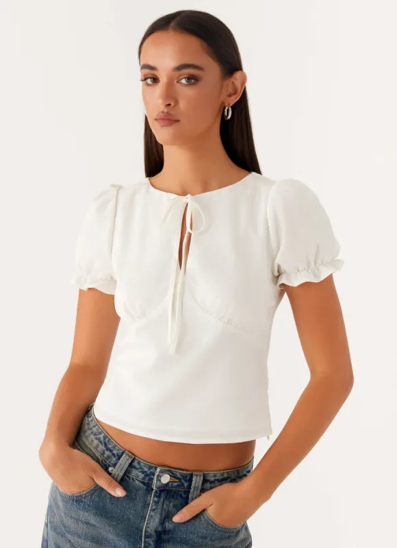 These Words Puff Sleeve Top - White made by Peppermayo