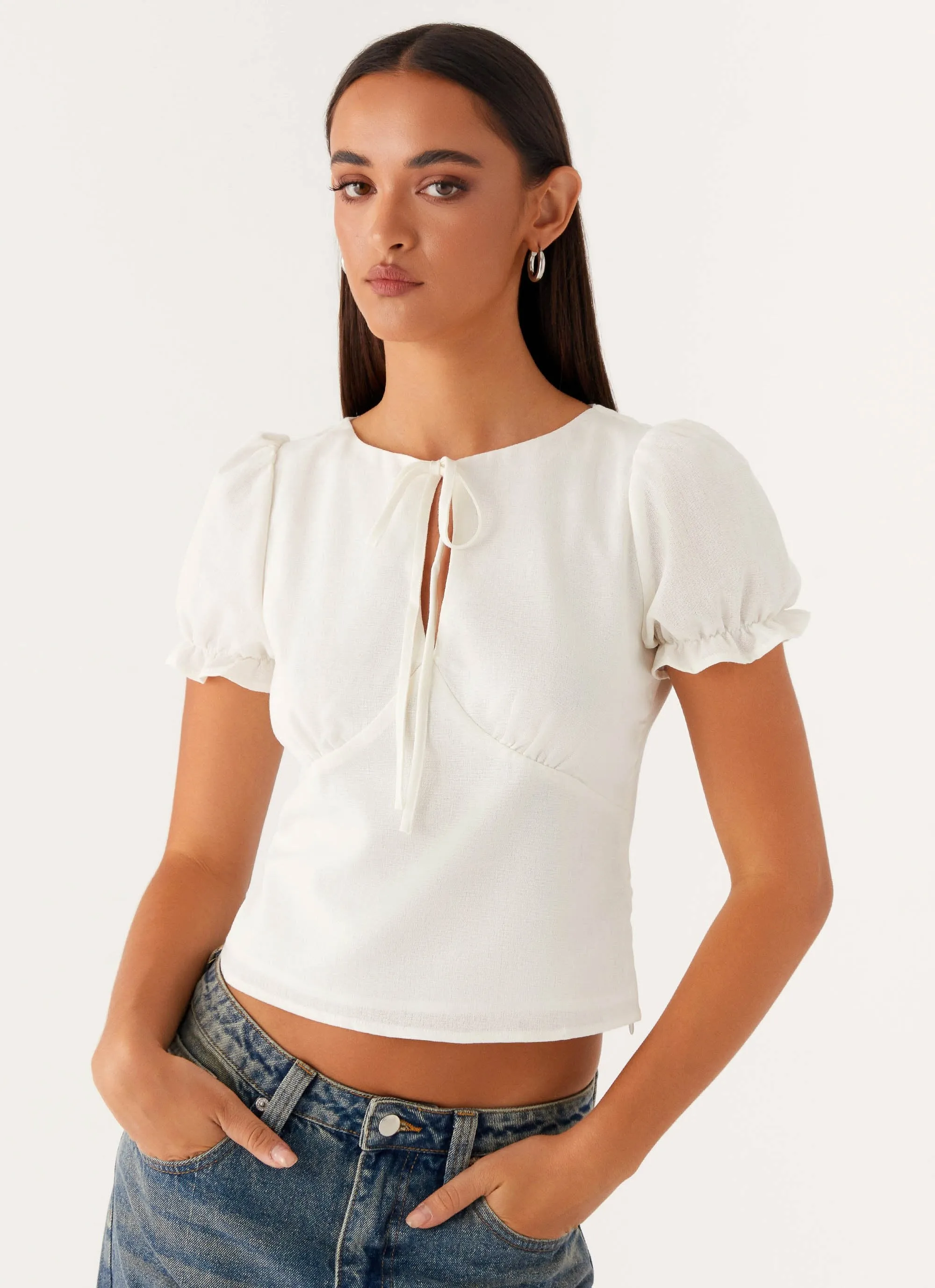 These Words Puff Sleeve Top - White sold by Peppermayo