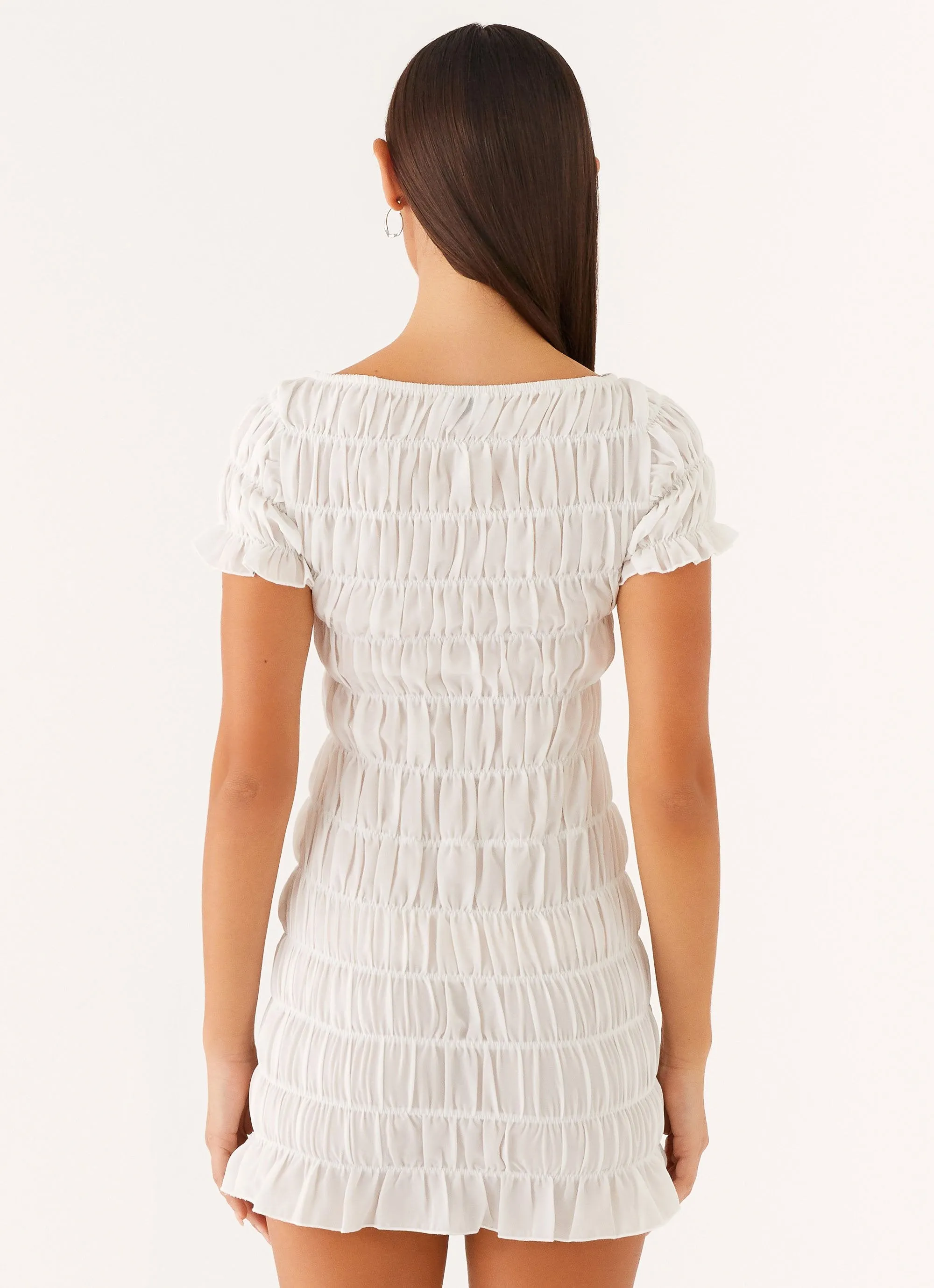 Rita Ruched Mini Dress - White sold by Peppermayo product image thumbnail 4