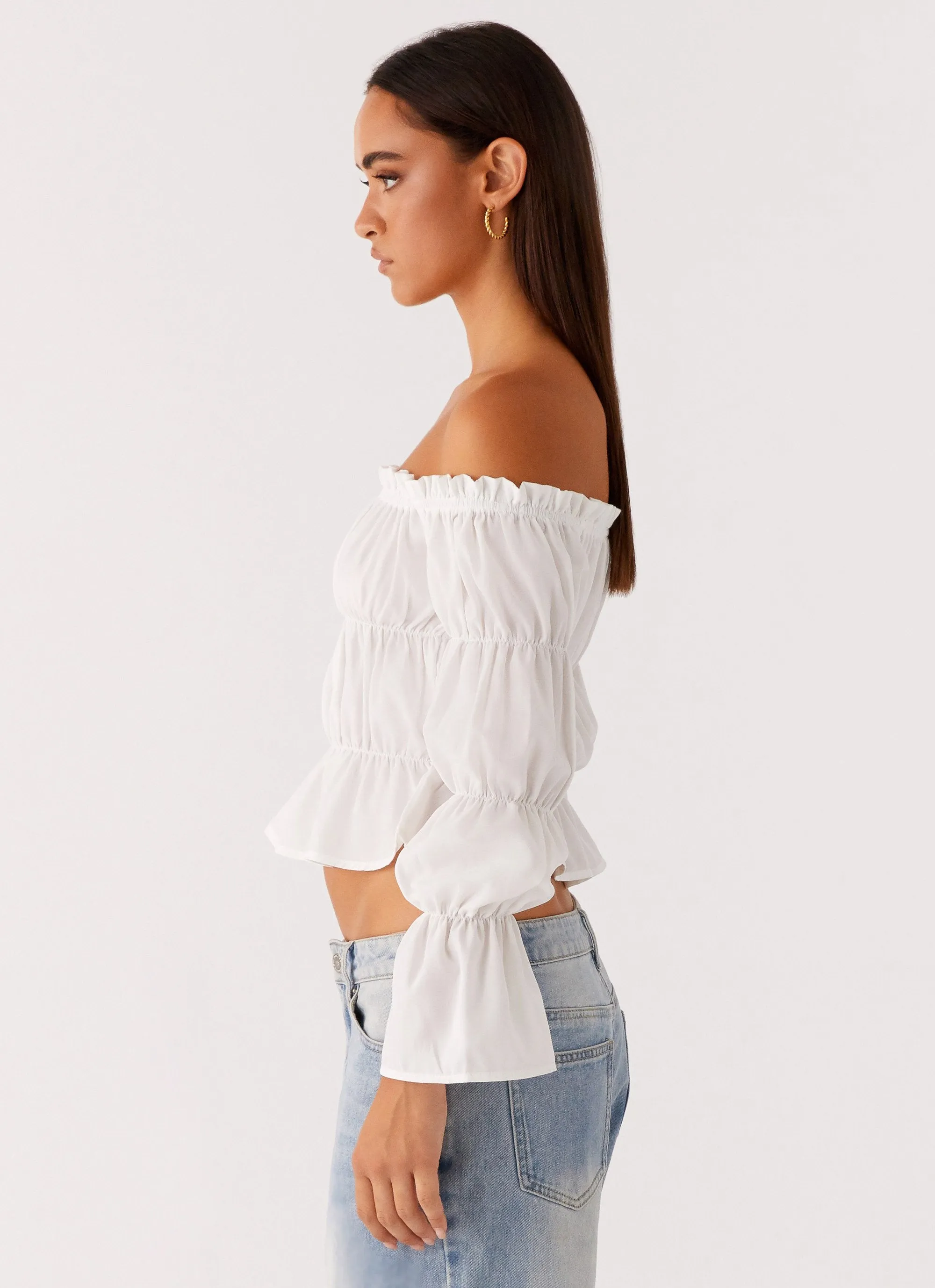 Imara Ruched Long Sleeve Top - Ivory sold by Peppermayo product image thumbnail 3