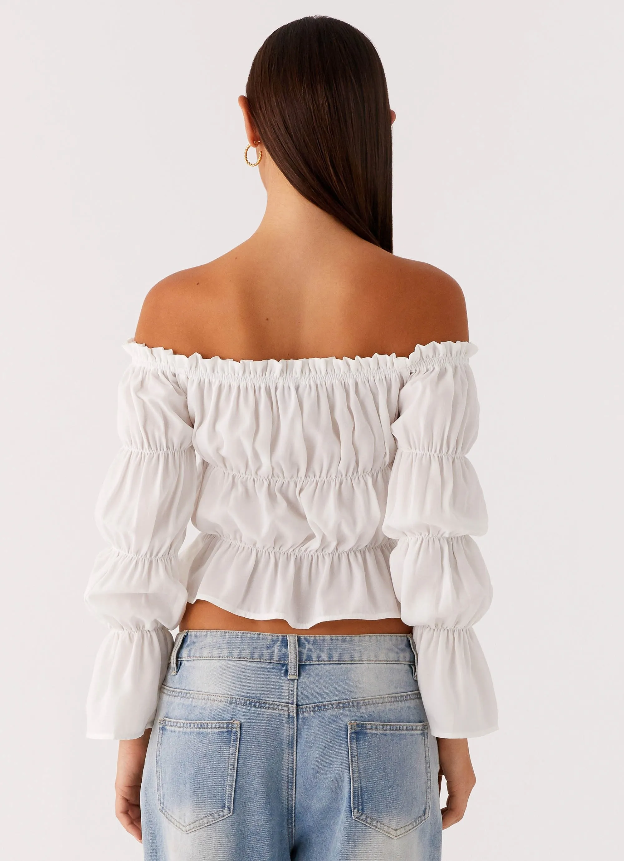 Imara Ruched Long Sleeve Top - Ivory sold by Peppermayo product image thumbnail 4