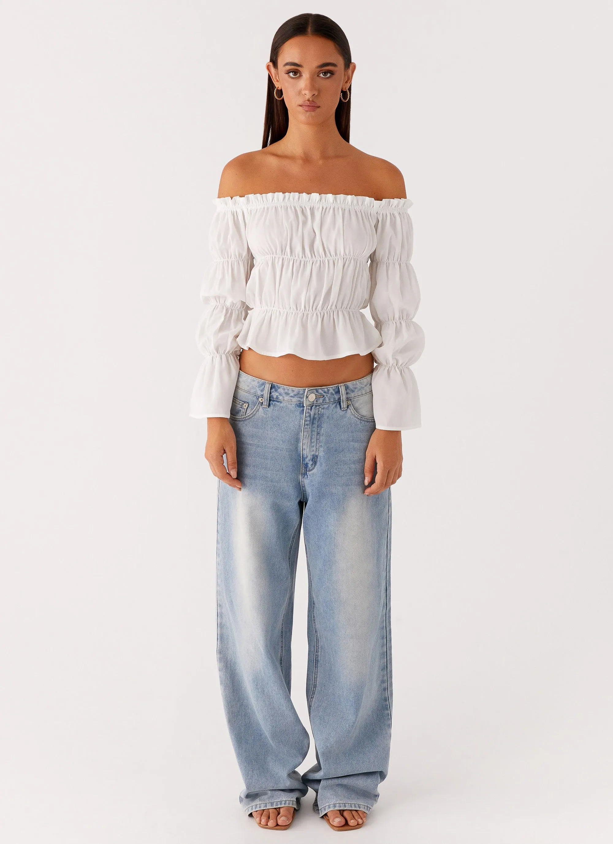 Imara Ruched Long Sleeve Top - Ivory sold by Peppermayo product image thumbnail 2