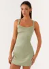 Odette Satin Mini Dress - Sage sold by Peppermayo
