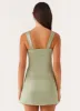 Odette Satin Mini Dress - Sage sold by Peppermayo