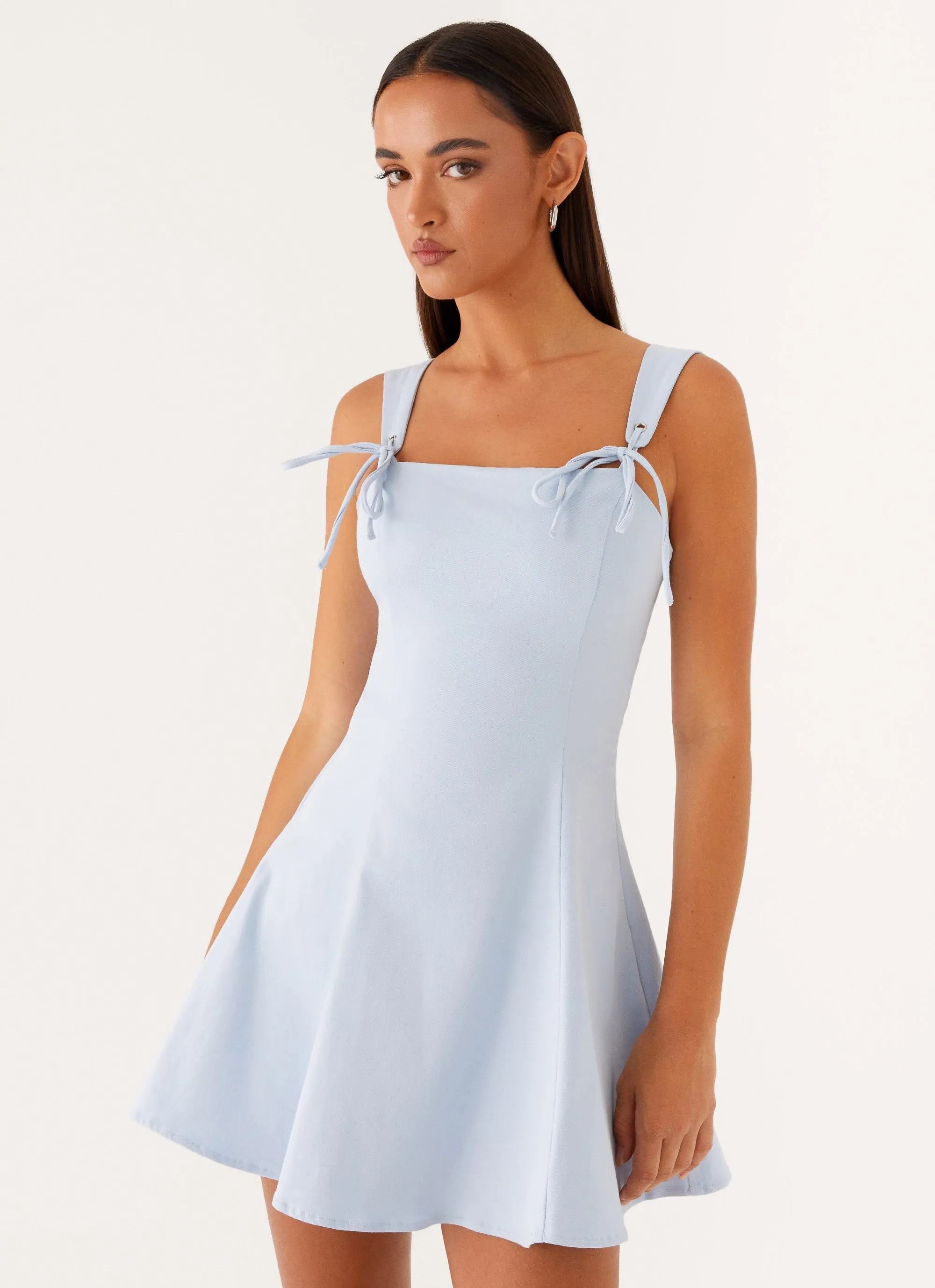 Jamaya Tie Mini Dress - Blue sold by Peppermayo