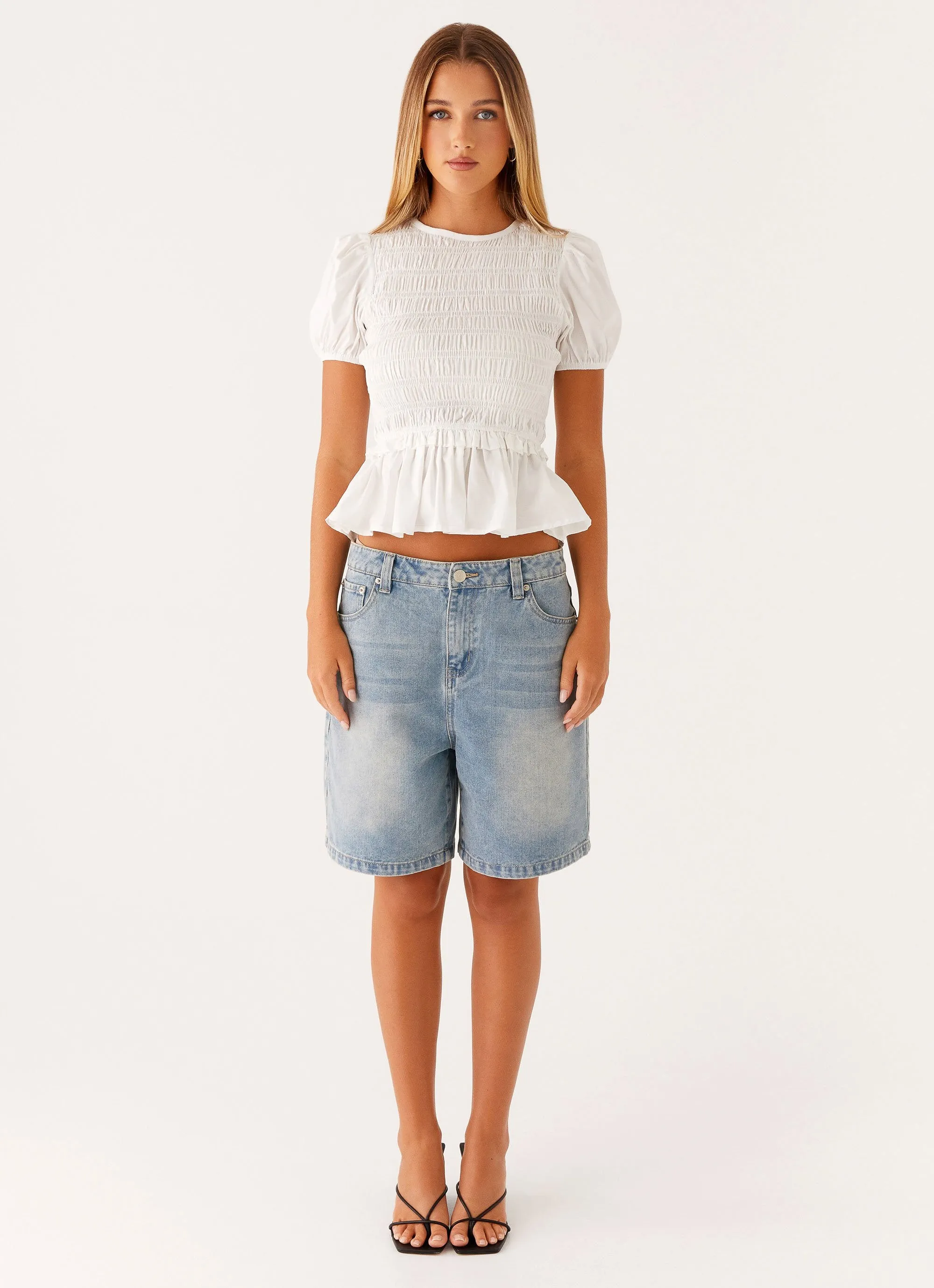 Izzy Shirred Top - White sold by Peppermayo product image thumbnail 2