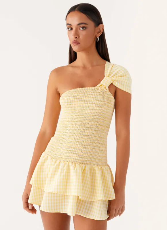Brandy Mini Dress - Yellow Gingham sold by Peppermayo