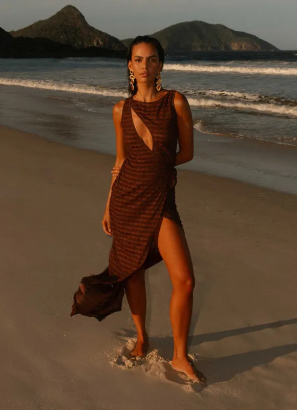 Sterling Wrap Maxi Dress - Chocolate made by Peppermayo