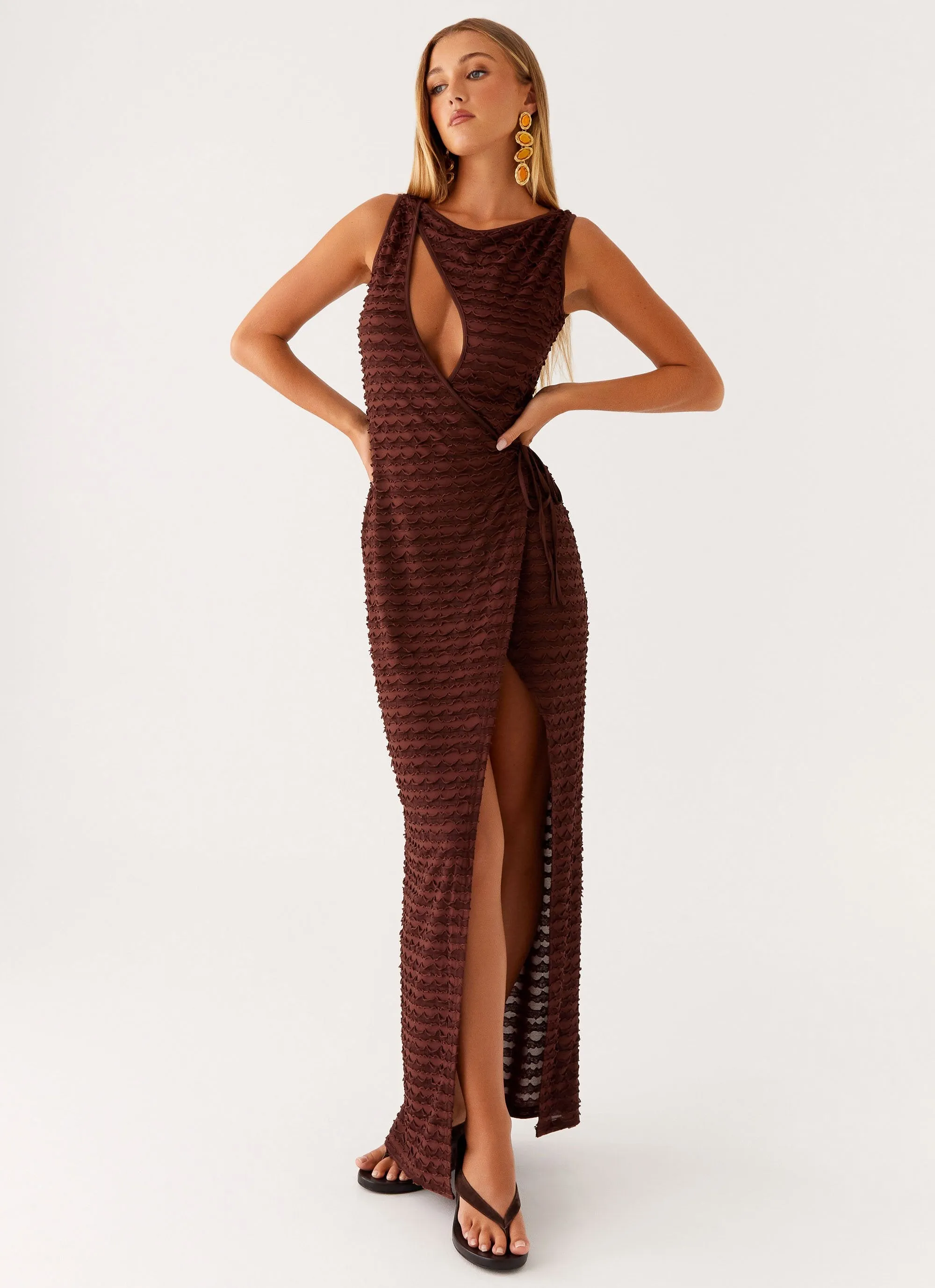 Sterling Wrap Maxi Dress - Chocolate sold by Peppermayo product image thumbnail 3