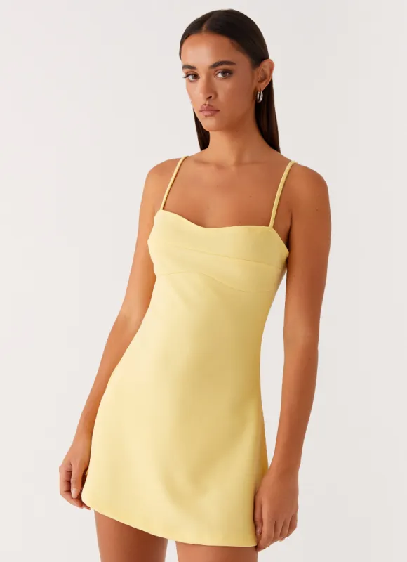 Cindy Mini Dress - Yellow sold by Peppermayo