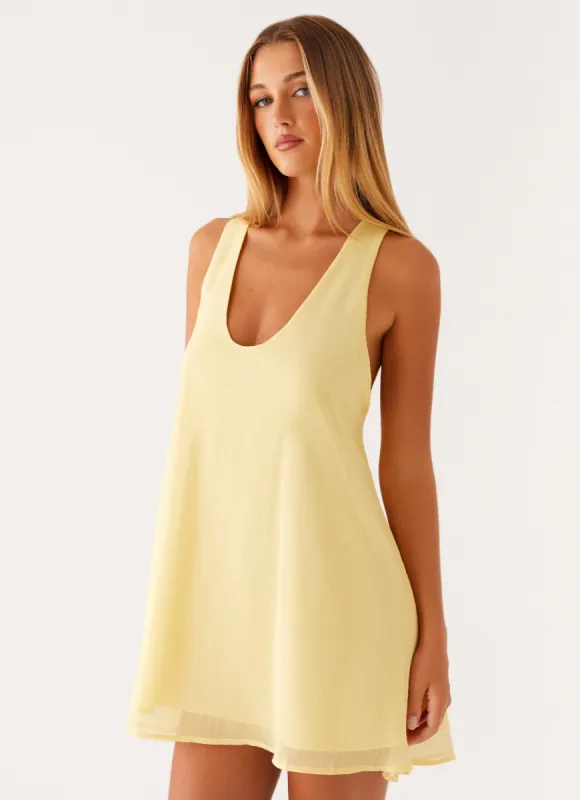 Industry Mini Dress - Pastel Yellow sold by Peppermayo