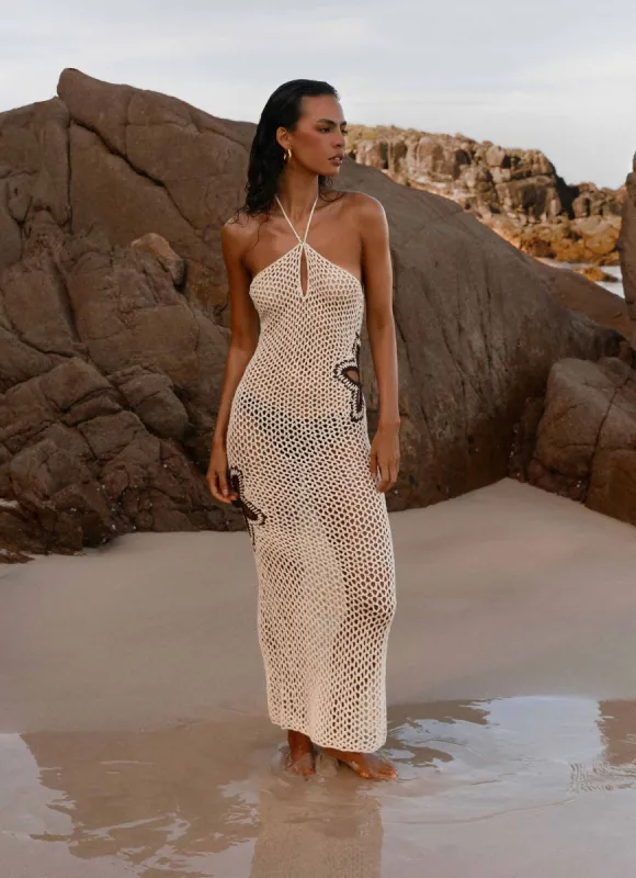 Aster Crochet Maxi Dress - Pastel Yellow sold by Peppermayo