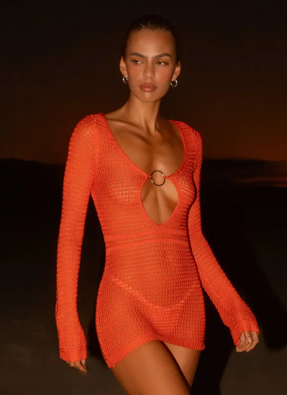 Sunriser Crochet Mini Dress - Red sold by Peppermayo