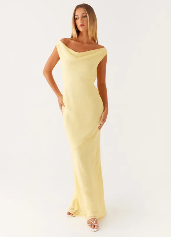 Brittany Chiffon Maxi Dress - Pastel Yellow sold by Peppermayo
