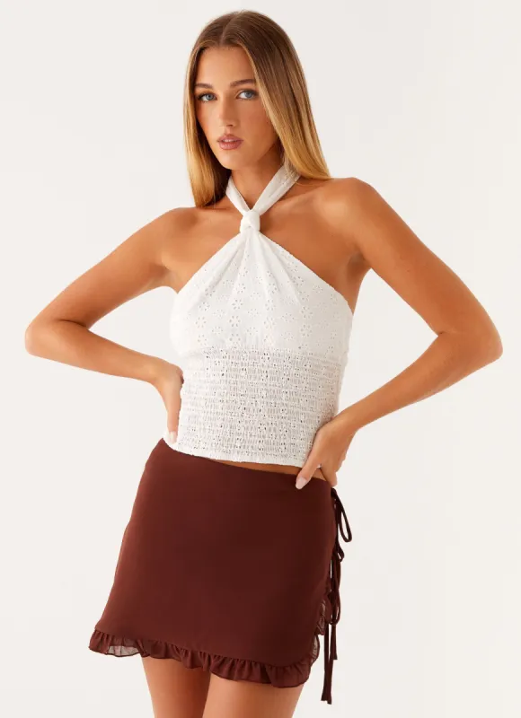 Iggy Mini Skirt - Chocolate sold by Peppermayo