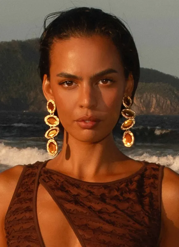 Nikitta Earrings - Orange sold by Peppermayo