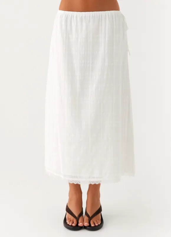 Sweet Lullaby Midi Skirt - White sold by Peppermayo