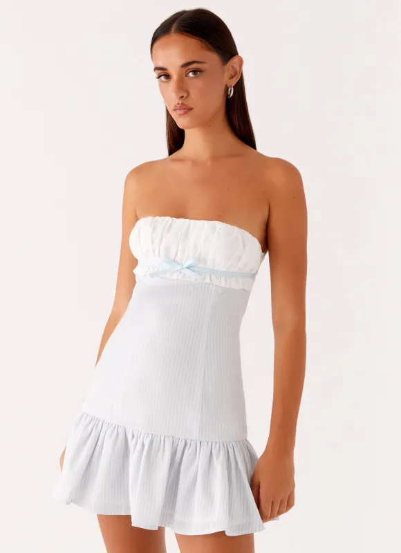 Purpose Mini Dress - Blue White Stripe sold by Peppermayo