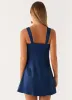 Odette Satin Mini Dress - Navy sold by Peppermayo