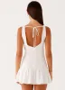 Meggie Linen Mini Dress - White sold by Peppermayo