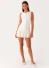 Meggie Linen Mini Dress - White sold by Peppermayo