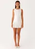 Meggie Linen Mini Dress - White sold by Peppermayo