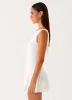 Meggie Linen Mini Dress - White sold by Peppermayo