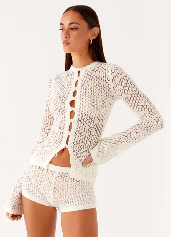 Molly Crochet Cardigan - Ivory sold by Peppermayo