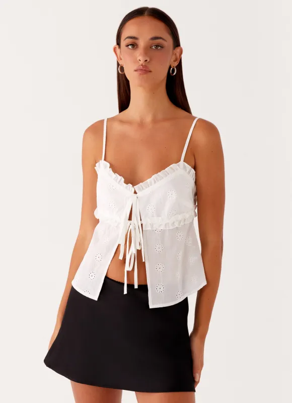 Amberly Top - White sold by Peppermayo