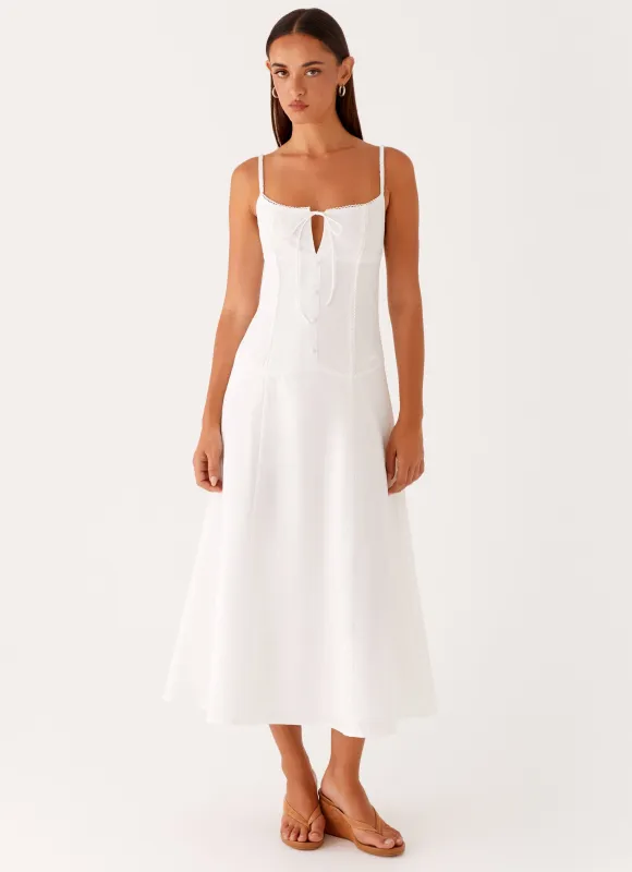 Joyful Midi Dress - White sold by Peppermayo