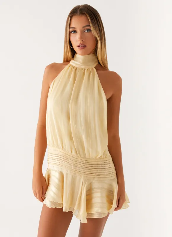 Willow Chiffon Mini Dress - Yellow sold by Peppermayo