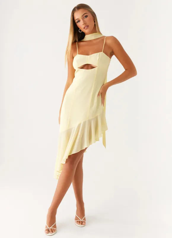 Zesty Asymmetrical Midi Dress - Yellow sold by Peppermayo