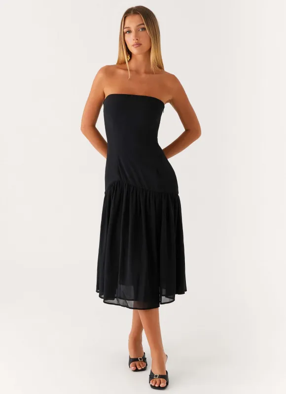 Imagination Strapless Midi Dress - Black sold by Peppermayo