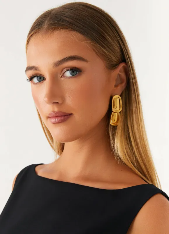 Doubled Up Earrings - Gold sold by Peppermayo