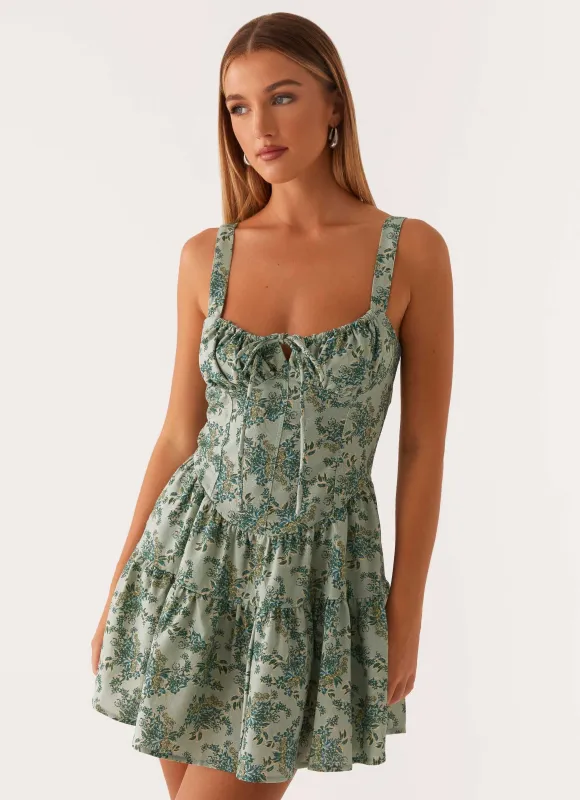 Lucie Linen Mini Dress - Cloud Nine Floral sold by Peppermayo