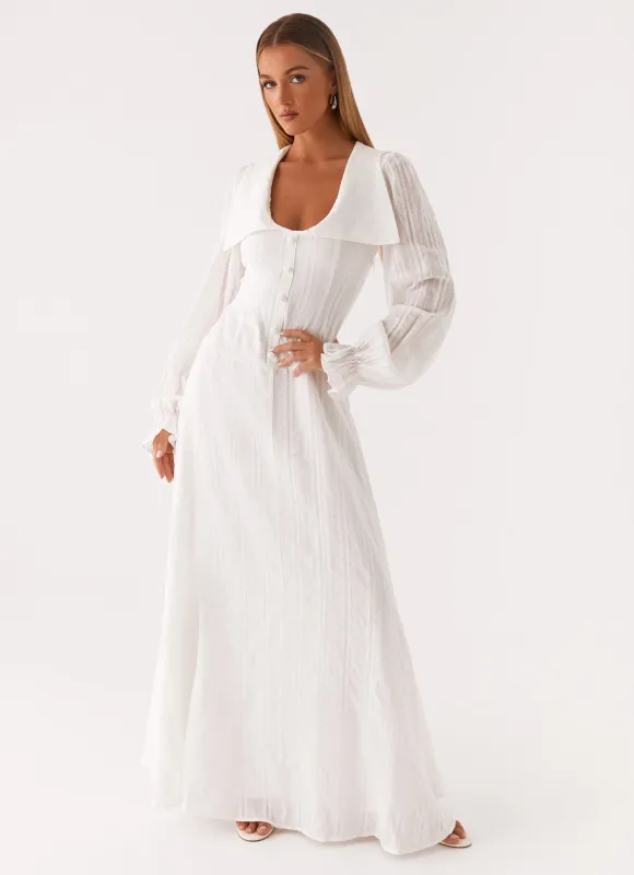 Alima Long Sleeve Maxi Dress - White sold by Peppermayo