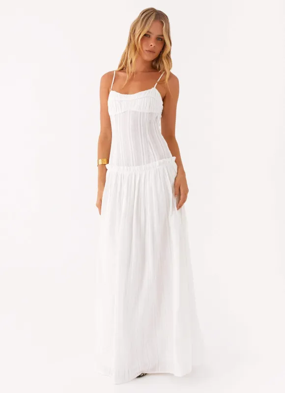 Jacinda Drop Waist Maxi Dress - Ivory sold by Peppermayo